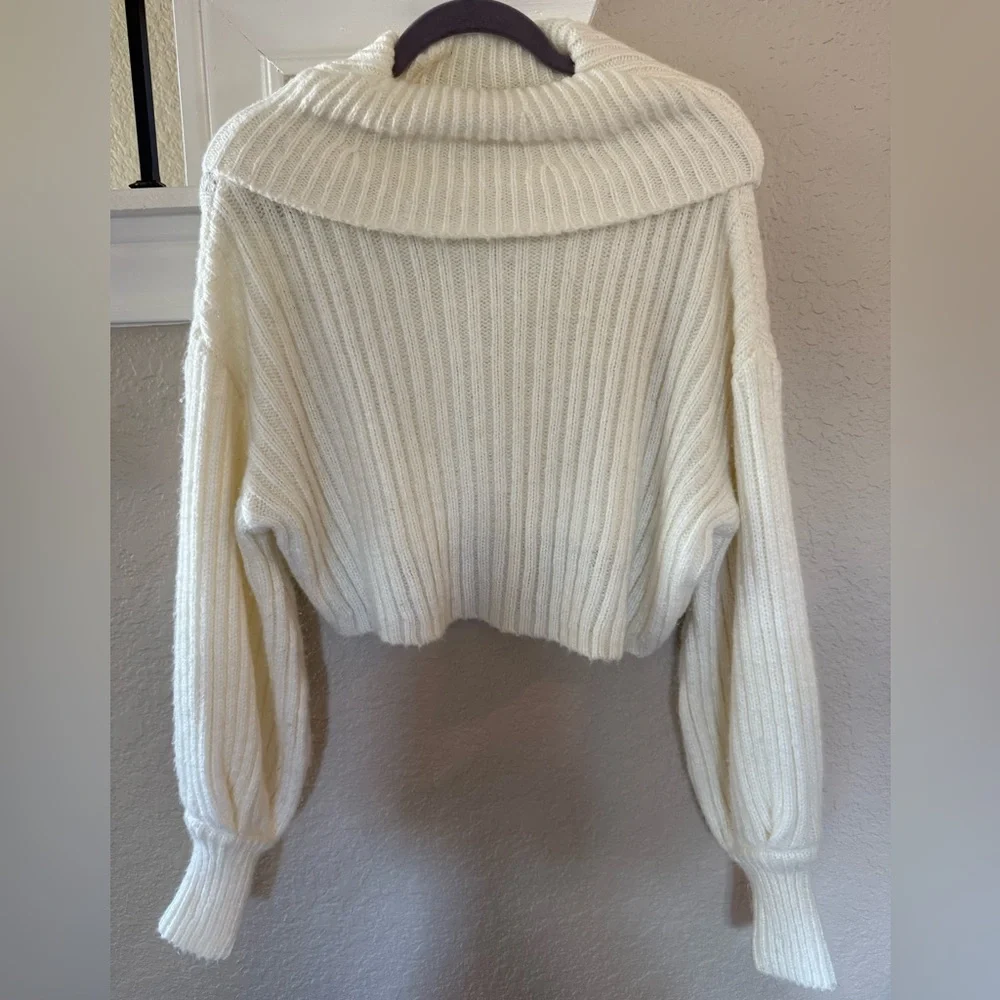 Urban Outfitters Cream Ribbed Cowl Neck Sweater - Picture 1 of 5